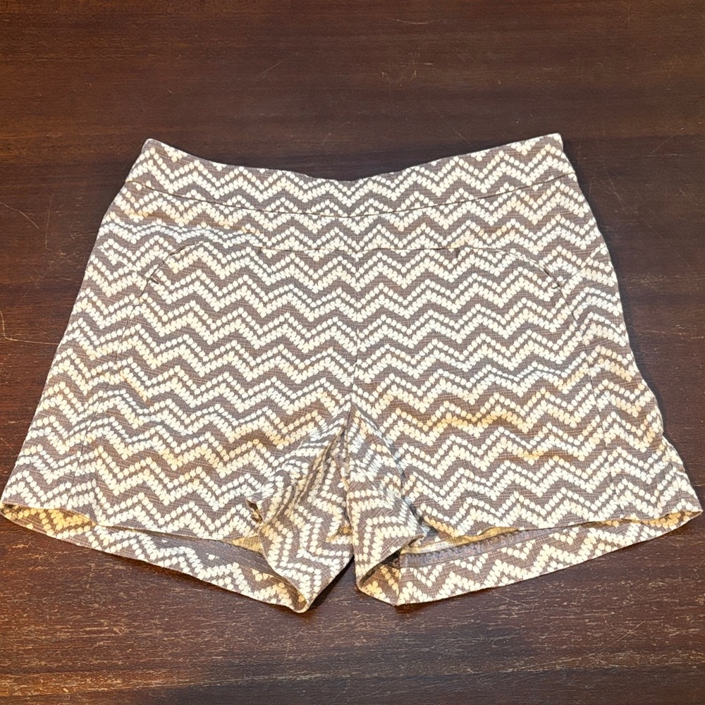 Anthropologie Cartonnier Melisma High Waist Chevron Shorts - Brown And White